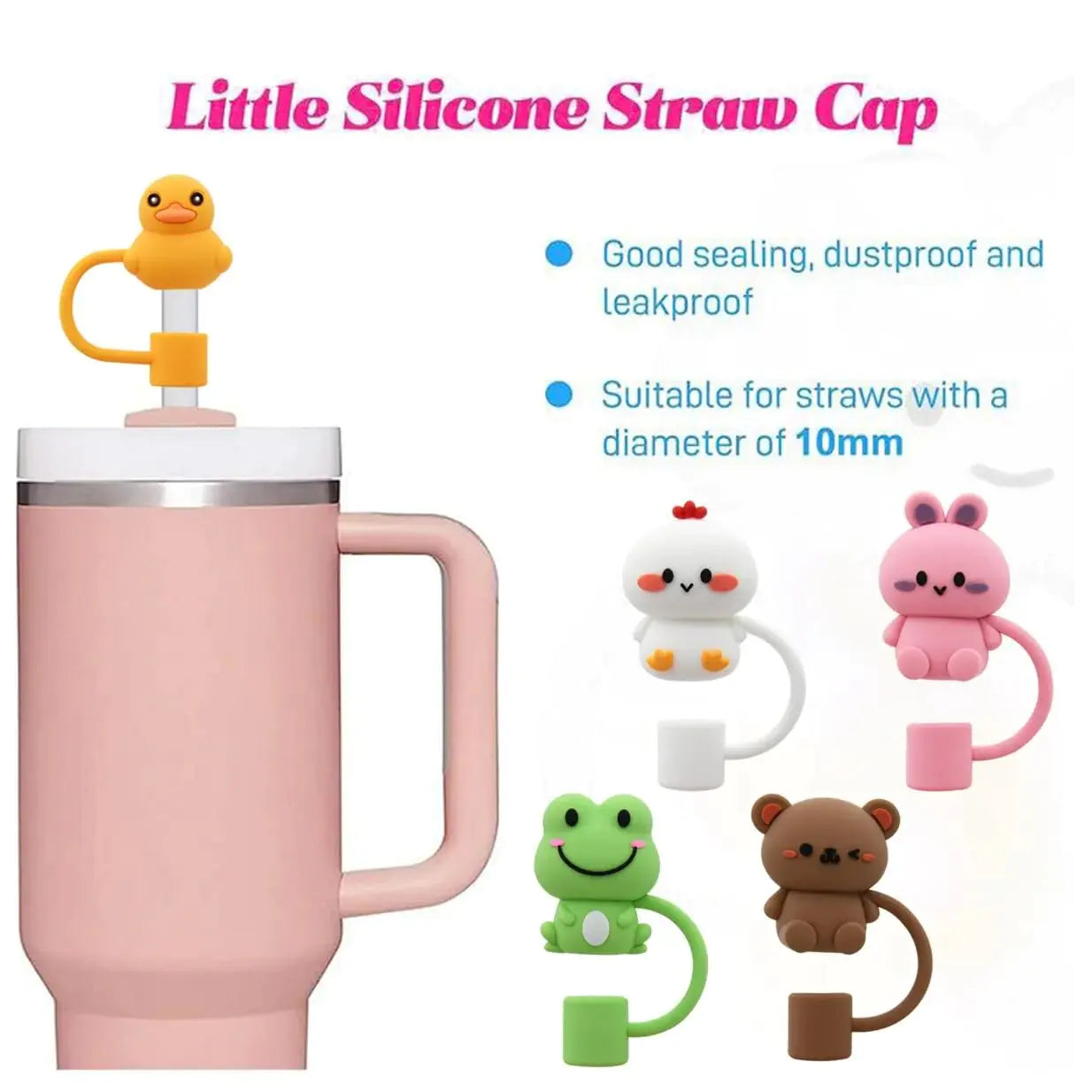 Cute Silicone Straw Cover Cap For Stanley Tumbler